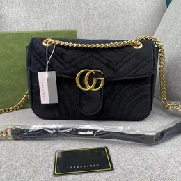 Kvinnor i högsta kvalitet Kedja axel crossbody väskor damväska gg messenger sammet väska designer handväskor plånböcker ryggsäck kvinnlig handväska