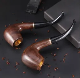 Smoking Pipes Spot One bucket, three uses, solid wood waxed, old style pipe, new product wholesale, curved ebony 9mm filtered copper pipe pot pipe