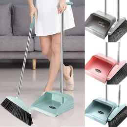 Brooms Dustpans Broom And Dustpan Set For Home Cleaning Brush Garbage Shovel Dust Pans With Long Handle Broomstick Tools 230621