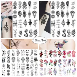 Temporary Tattoos 100 Piece Small Totem Animal Waterproof Tattoo Sticker Men Women Wholesale Flower Body Art Fake Sexy Arm Set 230621