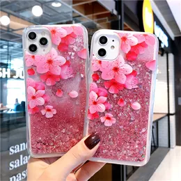 Glitter Quicksand Phone Case Flower Liquid Flow Back Cover Flamingo Unicorn Water Bling Protector for iPhone 14 13 12 11 pro max X Xs XR Xs max 7 8 7P 8P