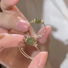 2023 Nya vintage modejusterbara ringar för kvinnor kan vända sig för att lindra ångest Jade Ring Gold Color Party Creative Jewelry