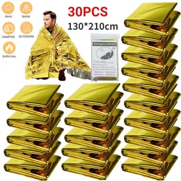 Sleeping Bags 5-30Pc Outdoor Emergency Gold-Sliver Survival Blanket Waterproof First Aid Rescue Curtain Foil Thermal Military Blanket130X210Cm 230621
