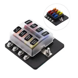 Car Blade Holder Fuse Box 8 Ways Modified Terminal Block Fuse with LED Warning Light for Car Boat Marine Trike 12V 24V