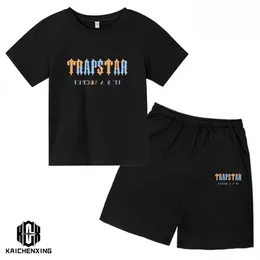 의류 세트 여름 Trapstar Tshirt Kids Boys Beach Shorts Streetwear Tracksuit 남자 여자 여자 스포츠웨어 230621