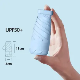 Paraplyer mini sol paraplyficka regn anti uv 6foldning parasol bärbara lätta kvinnor män solskade för resor 230621