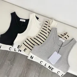 T-shirt dames couturier vest trui ontwerper gestreepte letter mouwloze top gebreide mode stijl dames trui top strandvest sexy