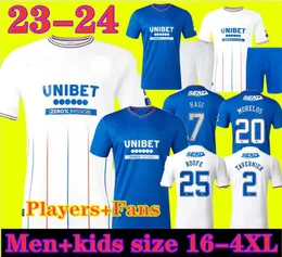 23 24 Glasgow Rangers Soccer Jerseys 2023 2024 Home blue Sakala KENT TAVERNIER MORELOS COLAK Hogan Football Shirt men Kids Kit fans player version camiseta de