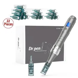 Ansiktsmassager Dr Pen M8 Microneedling Wireless Derma Justerbar mikroneedle Dermapen med 22st Needle Cartridge 230621
