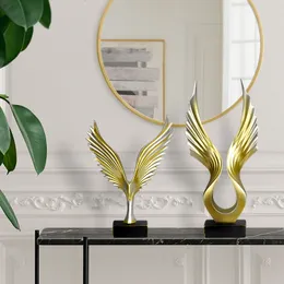 Decorative Objects Figurines Golden Trophy Angel Wings Sculptures Figurines Eagle Wings Christmas Ornaments Decoration Salon Maison Luxe year's Decor 230621