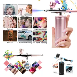 Mini Air Compressor Kit Portable Air-Brush Paint Spray Gun Airbrush For Nail Art Tattoo Craft Cake Paint Nano Fog Mist Sprayer With Extension Tube