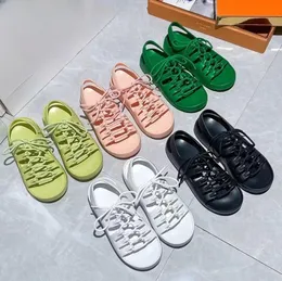 Дизайнерская модная женская обувь желеобразного цвета, ультралегкие резиновые тапочки на плоской подошве со шнуровкой, летние сандалии с ремешками в Риме