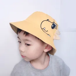 Caps Hats Cute Dinosaur Baby Hat Cotton Twoids Cartoon Bucket Hats For Boy Girl Summer Fishing Cap 230621