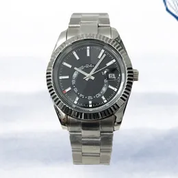 Men's Watch New Black Skydweller Designer Watch Small Dial الياقوت المقاوم للماء من الفولاذ المقاوم للصدأ الأصلي عالي الجودة حزام مع مربع AAA.