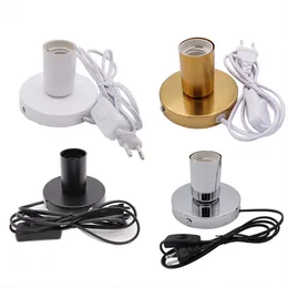Polished Metal Desktop Lamp Base 180CM Cord E27 Base Holder With On/Off Switch EU US Plug in Screw For Table