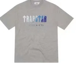 Camiseta Trapstar para hombre, traje estampado de manga corta, chándal de chenilla, algodón negro, ropa de calle de Londres, diseño de movimiento 640ess