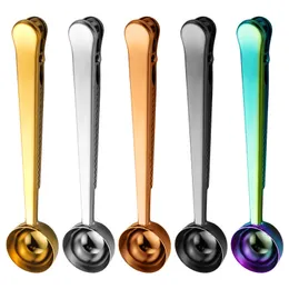 Stainless Steel Coffee Spoon Scoop Multifunction Bag Sealing Clip Milk Powder Liquid Seasoning Measuring Spoons Long Handle dh754