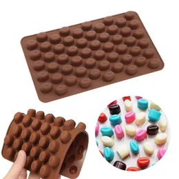 Formas de cozimento 55 furos Silicone 3D Grão de café Forma de chocolate Antiaderente Fondant Decoração de bolo Moldes de geléia de pudim de chocolate Q231