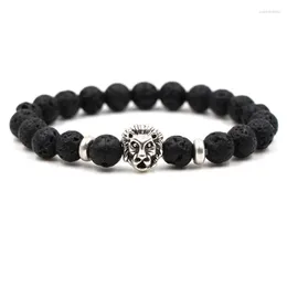 Charm Armband Fashion Classic Men Black Lava Stone Pärlor Armband för kvinnor smycken handgjorda djuravatar pulseira hombres raym22