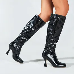 high heeled long boots women new autumn and winter female shoes square toe thin heels high thighs and skinny boots