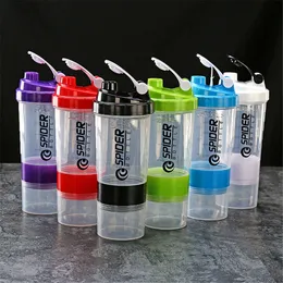 Vattenflaskor 500 ml Sport Shaker Bottle Creative Protein Powder Mixing Fitness Gym Portable Plastic Botella Mezclador 230621