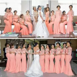 2023 Потрясающее платье подружки невесты Русалочки Длиное формальное свадебное платье гостей персич коралльный мятный битвуайский прозрачный кружев