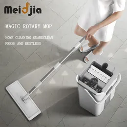 Mops MEIDJIA Mop Magic Floor Squeeze Mop con secchio Piatto Secchio Rotante Mop Set per lavare pavimenti Casa Detergente per la pulizia della casa Easy Mop 230621