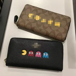 F73397 F75614 Accordion Zip Wallet With Pac Man Animation Women Men Long Handphone Purse Dompet Panjang