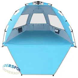テントとシェルター34人ポップアップビーチテント屋外ポータブルUV保護拡張可能な床換気サンシェードシェルター230621