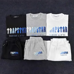 Conjunto de shorts e camisetas masculinas Trapstar Trapstar agasalhos de grife casais Toalha Bordada letra conjuntos masculinos Feminino Camisa Trapstar de gola redonda Hc