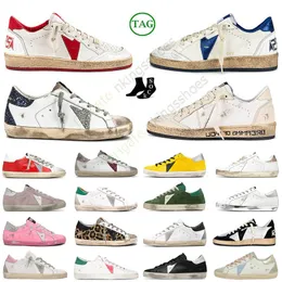 2023 Fashion Mens Womens Golden Shoes Slow Sneakers Do Old Dirty Sports Ball Star White Top Leather Laiders Grouss Flat Luxury Nasural Boots 35-46