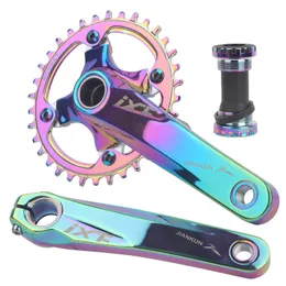 バイクフリーホールチェーンホイールIXF統合クランクセットMTBクランクアーム用自転車中Hollowtech 104 BCD 2クラウン32 34 36 38Tマウンテンコネクティングロッド230621