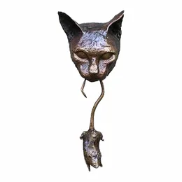 Dekorativa föremål Figurer 1st Cat and Mouse Door Knocker Wall Hanging Animal Hartament Repellent Sculpture for Home Outdoor Garden Decoration 230621