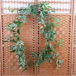 Flores decorativas 170/195cm Artificial Willow Vine Casamento Teto Eucalipto Rattan El Decoração de Festa Faux Decoração Faux