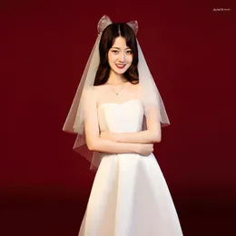Headpieces Bridal Veil 2023 Super Fairy Meisen White Simple Wedding Head Po Props Kvinna