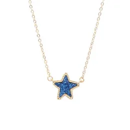 New Small Starfish Faux Dancing Star Resin Druzy Necklaces for Women Pendants