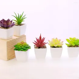 Dekorativa blommor Creative Mini Artificial Plants With Pot Simulation Multi Succulents Bonsai Potted Desktop Green Fake Office Study Decor