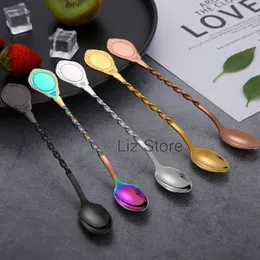 Long Handle Stir Spiral 304 Coffee Stainless Steel Tail Stirs Spoon Dessert Cake Ice Cream Scoop Bar Party Tools Th0869 s