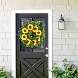 Decorative Flowers Sunflower Wreath Realistic Looking Simulation Non-fading Refreshing Mood Home Decoration