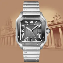 남성 시계 비즈니스 기계 자동 시계 스테인리스 스틸 시계 사파이어 방수 고급 디자이너 탱크 시계 운동 손목 시계 시계 연인