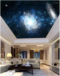 壁紙カスタムポーの壁紙3D天井空の星空の美しい天頂壁画背景装飾絵画の壁
