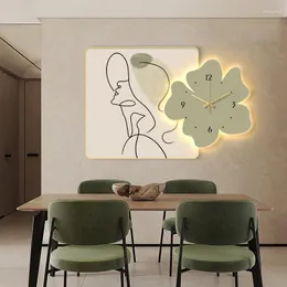 Relógios de parede Moderno Simples Restaurante Relógio Criativo Literário Sala de Estar Casa Nórdico Abstrato Moda Atmosférico