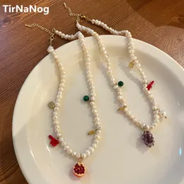 Strands Strings Han Edition Baroque Freshwater Pearl Necklace Lovely Sweet Pomegranate Fruit Grapes Pendant Chain Of Clavicle 230621