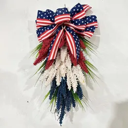 Decorative Flowers Independence Day Patriotic Wreath Fourth Of July Flower Garland Front Door Decoration