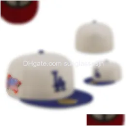 Ball Caps Fashion Designer Fitted Snapbacks Hats Hip Hop Black Color Flat Peak Fl Size Closed Cotton Baseball Fottball Sports Hat Al Dhrum