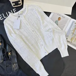 Maglione da donna European Fashion Brand Hollow Out Cardigan bianco in lana