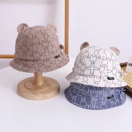 Beret Simple Cartoon Baby Hat Spring and Autumn Book Full Print Bear Fisherman Graffiti Qi Shade