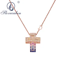 Strands Strings Slovecabin 925 Silver Rainbow Cross Letter D Pendant Move Chain Necklaces For Women Men Belle Epoque Luxury Fine Jewelry Gift 230621