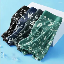 Underpants Seamless Ice Silk Men Boxers Summer Ultrathin Graphene Male Plus Size Mid Waist 3D Pouch Underwear Panties 4XL