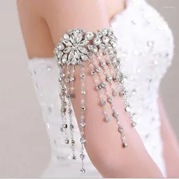 Braccialetto fatto a mano da donna fiore strass cristallo mano braccio catena da sposa nappa nastro braccialetto accessori per gioielli braccialetto Raym22